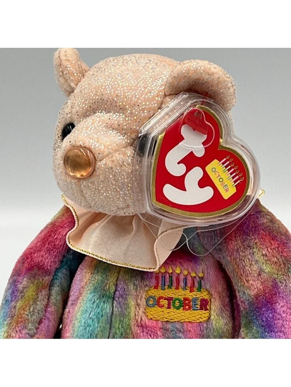 October Birthday Bear Vintage 2001 Ty Beanie Babies Opal MWMTS Tag Protector